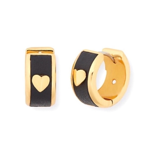 kate spade Jewelry - KATE SPADE Black Leather Heartful Huggies